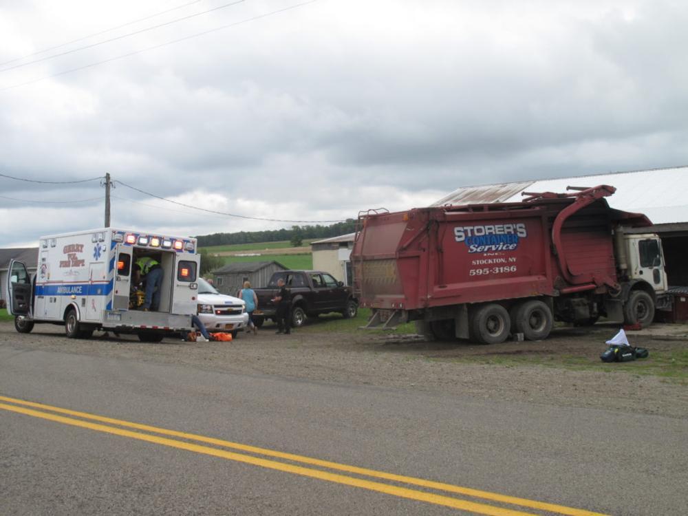 Sheriff's office investigating report of man run over by garbage truck