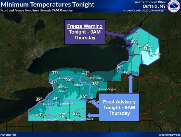 Frost Advisory in Effect Thursday Morning | Chautauqua Today