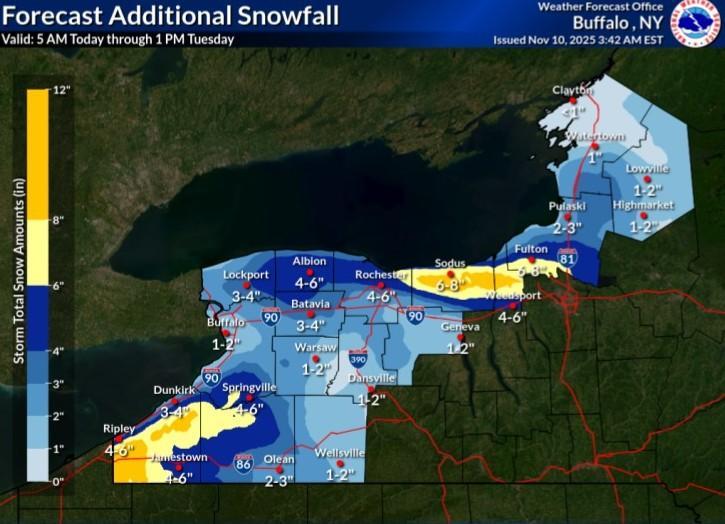 First Snow of Season Arrives, Lake Effect Snow Warning Issued for ...