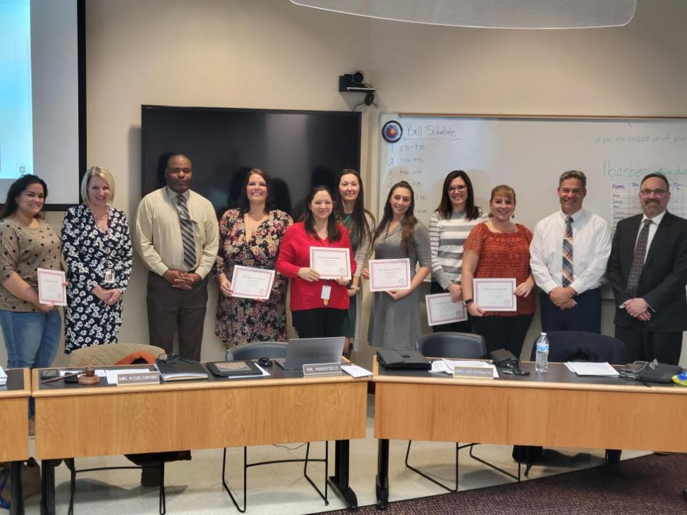 Dunkirk city school district recognizes tenured teachers at board